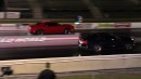 Roush Supercharged Ford Mustang stick shift drags Trackhawk, Hellcat, Camaro on DRACS