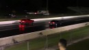 Roush Supercharged Ford Mustang stick shift drags Trackhawk, Hellcat, Camaro on DRACS