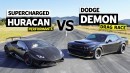 Supercharged Lamborghini Drag Races Dodge Demon, Both Have 800+ HP
