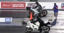 Suzuki Hayabusa drag races a Ducati 959 and a BMW S1000RR