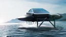 The Cybercat kit turns the Tesla Cybertruck into a catamaran or a hydrofoil, as a pricier upgrade