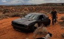 Dodge Challenger stuck in the sand