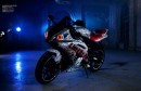 Tasty Brunette Unveils Bloody Yamaha R6