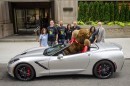 Giant Teddy Bear Riding in a Chevrolet Corvette