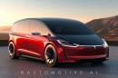 Tesla Cyberminivan rendering by automotive.ai