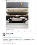Musk has reviewed the production beta Cybertruck