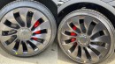 Michelin Pilot Sport All-Season 4 tire and Pirelli P Zero Elect summer tire at the front axle of SomniacsAlterEgo's Tesla Model Y Performance