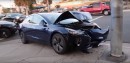 Tesla Model 3 pole crash