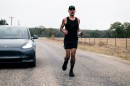Plant-based ultra-athlete Robbie Balenger was able to outrun a Tesla Model 3 in under 77 hours