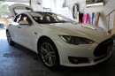 Tesla Model S Gets Matte Blue Aluminum Wrap