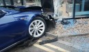 Tesla Model S crashes into British Mercedes-Benz Dealership