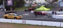 Tesla Model S P100D Drag Races Dodge Challenger SRT8 Yellow Jacket