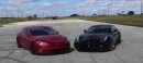 Tesla Model S P100D vs Ferrari FF drag race