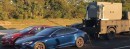 Tesla Model S drag races Dodge Challenger Hellcat drag race
