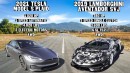 Daily Driven Exotics 780hp Lamborghini Aventador SVJ vs Tesla Model S Plaid // THIS vs PLAID