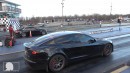Tesla Model S Plaid Races Cadillac CTS-V