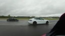 Tesla Model S Plaid TRACK PACKAGE vs Taycan Turbo S vs RS e-Tron GT: DRAG RACE | 4K