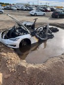 Tesla Model S bursts into flames at junkyard 3 weeks after it was damaged in a crash