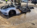 Tesla Model S bursts into flames at junkyard 3 weeks after it was damaged in a crash