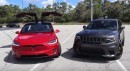Tesla Model X P100D vs. Jeep Grand Cherokee Trackhawk Drag Race