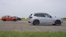 Tesla Model Y vs. Porsche Macan GTS vs. BMW X3 M40d xDrive drag race