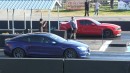 Tesla Plaid vs Ford Mustang GT drag races