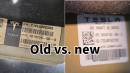 Battery pack label old vs. new