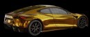 Tesla Roadster in gold rendering