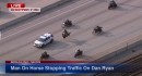 Dreadhead Cowboy with his motorcycle convoy on the Dan Ryan Expressway in Chicago