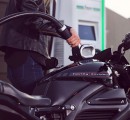 Harley-Davidson LiveWire electric motorcycle at an Electrify America charger