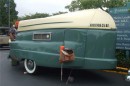 The Kom-Pak Sportsman trailer featured a boat for the roof, offered sleeping for two and a kitchen