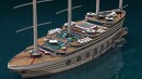 The Galleon from the Goliath series is an 8-deck sail-assisted gigayacht with insane amenities