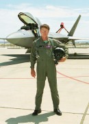 F/A-22 Raptor and test pilot Paul Metz after the first flight on September 7, 1997