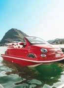 The Fiat 500 Offshore is a Fiat turned dayboat with a V-shaped trimaran hull