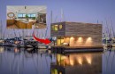 Floating House takes the idea of a mobile home and makes it luxurious: a floating cabin with gorgeous styling