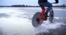 Riding a bicycle on a frozen lake takes some modifications: the Icycle has circular saws for wheels