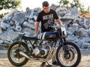 Mike Gustafson and the M3, a 1976 CB550 build by MONNOM Customs