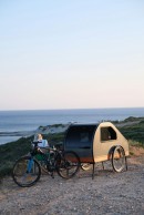 The RoadSnailCamper is an e-bike teardrop trailer that renders bikepacking obsolete