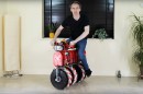 Self-balancing motorcycle with in-line Mecanum wheels