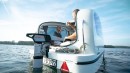 Floating caravan Sealander can be towed by any car, has separate engine for sailinga at maximum 5mph