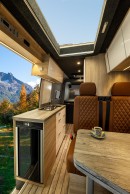 The Rebel 4x4 is a Sprinter-based conversion with a pullout bedroom and transformable bathroom