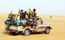 Chadian soldiers on a Toyota pickup truck