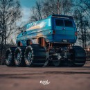 Chevrolet Surf Van Monster Truck rendered with 6x6 paddle tires by adry53customs on Instagram