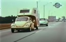 El Chico, the VW Beetle Gooseneck trailer, shown in an ad from 1974