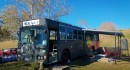 The Yoga Bus is a permanent home and mobile yoga studio, completely self-sufficient