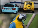 Mercedes-Benz E 63 AMG Wagon S212, G 63 AMG and Macaw Parrot