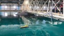 Tank testing the free fall unmanned rescue vessel