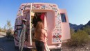 Pink Shuttle Bus Camper Conversion
