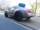 Bentley Continental GT with bolt-on fender flares and rooftop-mounted spare wheel
