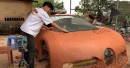 This is a Bugatti Chiron made of clay, will be a running car by the time the project is completed
